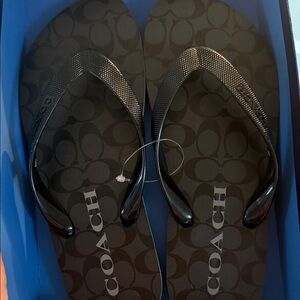 Coach Black Signature Flip Flops